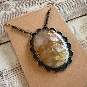 Vintage Bumble Bee Jasper Stone Set in Sterling pendant Necklace